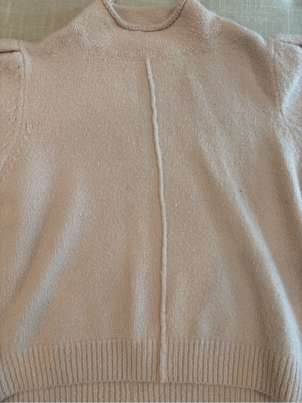 RD Style Blush Pink Cowl/Turtleneck Sweater with Center Seam